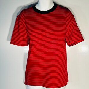 Guess SZ L Red & Dark Navy Stripe Crewneck Classic Prep Y2K Academia Retro